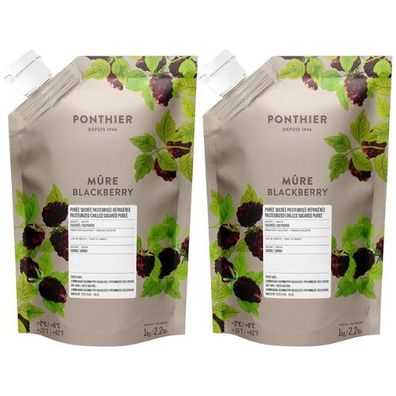Ponthier Brombeere Fruchtpüree 2x 1kg Premium Brombeerpüree aus Serbien für Desserts
