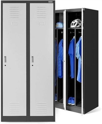 Stahlspind Garderobenschrank Spind Kleiderspind 180x80x50 cm Anthrazit/weiß