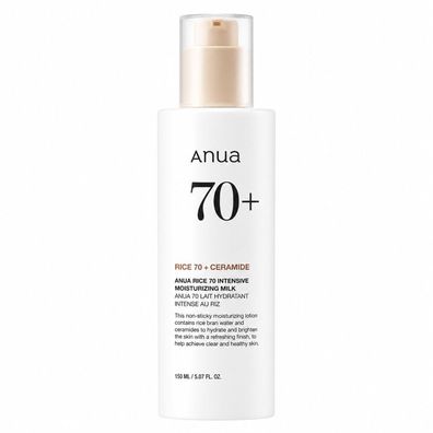 Anua, Reis 70+ Ceramid, feuchtigkeitsspendend, Milch, für Gesicht, 150 ml