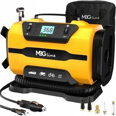 Dual-Power Autokompressor 12V/230V | Digitale Autopumpe mit Auto-Stopp, LED-Licht