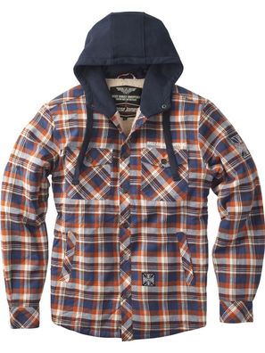 WCC West Coast Choppers Flannel Jacket Sherpa Lined - Brown/Orange