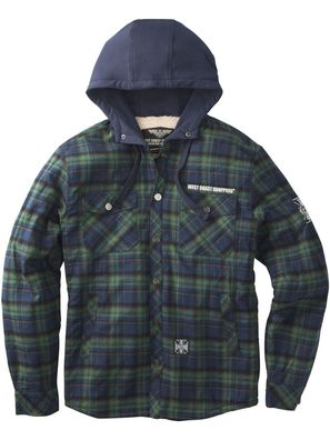 WCC West Coast Choppers Flannel Jacket Sherpa Lined - Black/Grey