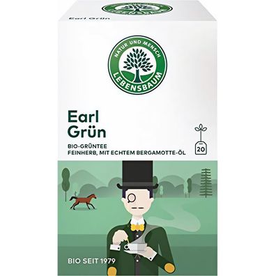Lebensbaum Earl Grün, Bio Grüntee, aromatischer Tee mit Bergamotte und Zitronen