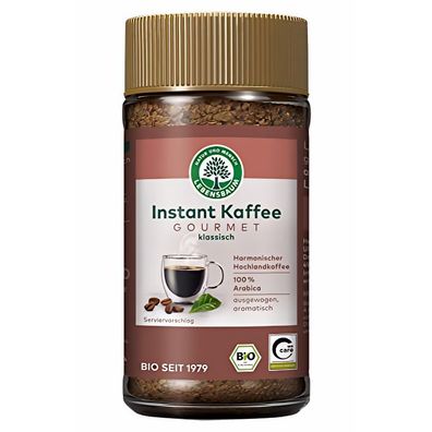Lebensbaum Bio Instant Kaffee Gourmet, löslicher Bohnenkaffee aus Arabica Bohnen