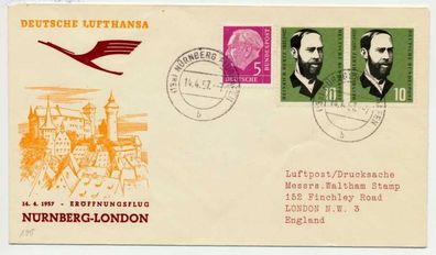 BRD 1957 Nr 252 100 Lufthansa BRIEF MIF X73294E