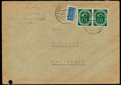 BRD DS Posthorn Nr 128 BRIEF MEF WAAGR PAAR X7902AA