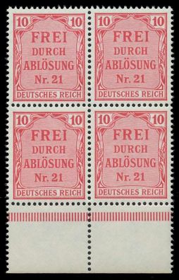 D-REICH DIENST Nr 4 postfrisch Viererblock URA X86F35A