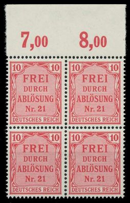 D-REICH DIENST Nr 4 postfrisch Viererblock ORA X86F39A