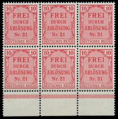 D-REICH DIENST Nr 4 postfrisch 6er-BLOCK URA X86F3BA