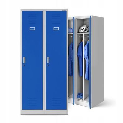 Stahlspind Garderobenschrank Spind Kleiderspind 180x80x50 cm Grau/blau