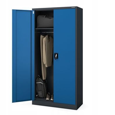 Metallschrank Aktenschrank Werkzeugschrank Umkleideschrank 185x90x45cm anthrazit-blau