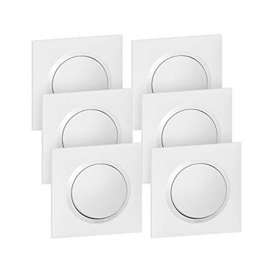 Legrand dooxie Wandschalter 10AX – Komplettset Weiß, 6 Stück