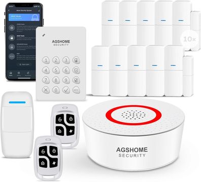 Agshome Alarmanlage, kabellos, 15 Stück, WLAN, Sicherheit, Einbrecher System