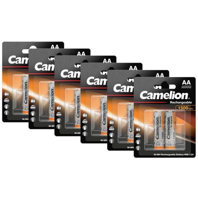 12x Camelion 1500mAh NiMh Akku Accu AA Mignon HR6 1,2V Schnurlos Telefon