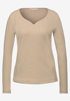 Street One Ribbshirt mit Herzausschnitt langarm