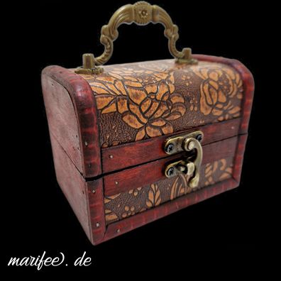 Holz-Truhe, Schatzkiste, Florales Prägemotiv, Kolonial Art.-Nr. 12457