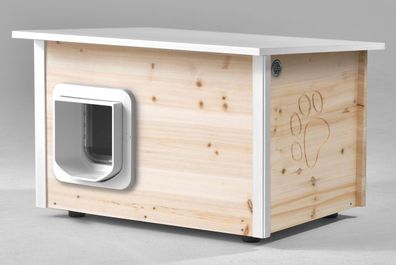 running rabbit isoliertes Katzenhaus mit SureFlap Katzenklappe + Kuschelkissen