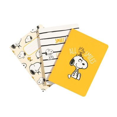 Peanuts Snoopy A6 Notizbuch 3-Set Lazy Days all Smiles Laugh Giggle Smile
