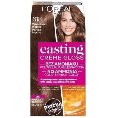 L'Oreal Paris Casting Creme Gloss Haarfarbe 618 Vanille-Mokka - 1er Pack (180 ml