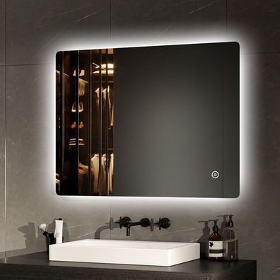 EMKE LED Badspiegel Mit Beleuchtung Wandspiegel Touch 3 Lichtfarbe 80x60cm
