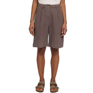 MAZINE Women Short Linen Bermuda grey brown - Größe: XS