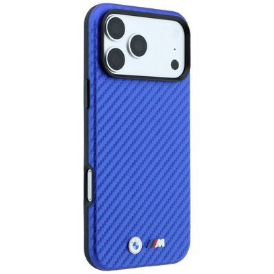 BMW M Carbon Metal Logo kompatibel mit iPhone 18 Pro und 17 Pro Blau Hülle Magnetring