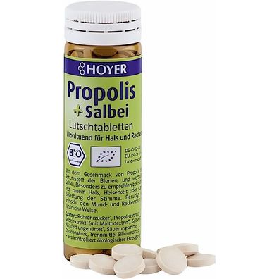 Hoyer Propolis & Salbei Lutschtabletten Bio, 60 Tabs (30g) 1er 1 x 30 gr - 30.0g