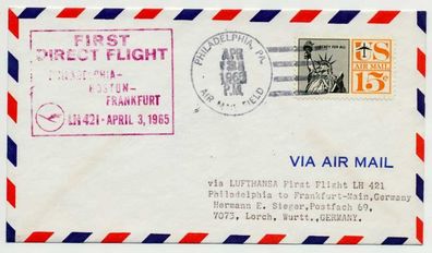 Flugpost ALLE WELT Nr Lufthansa LH421 USA BRIEF X74308A