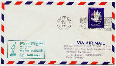 Flugpost ALLE WELT Nr LH411 Düsseldorf NEW YORK X7430BE