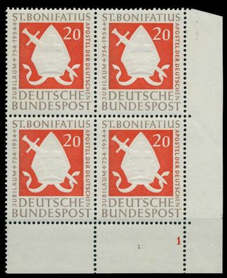 BRD 1954 Nr 199 postfrisch Viererblock FORM1 X78D73E