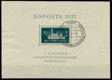 DANZIG 1937 Block1b-SO zentrisch gestempelt X82ADDA