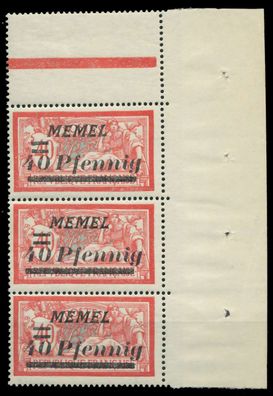 MEMEL 1922 Nr 60 postfrisch 3ER STR ECKE-ORE X8878B2