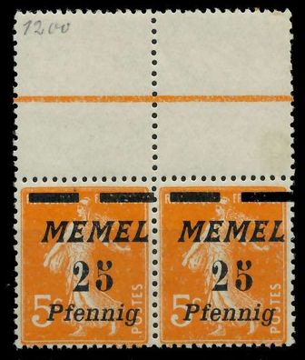 MEMEL 1922 Nr 58 postfrisch WAAGR PAAR ORA X8879B6