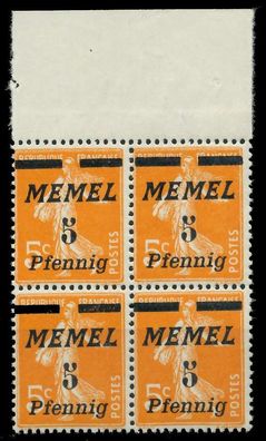 MEMEL 1922 Nr 52 postfrisch Viererblock ORA X8879F2