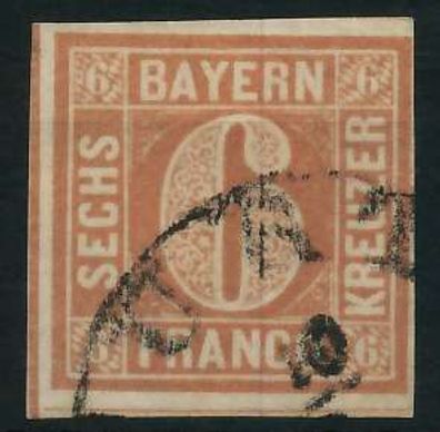 BAYERN Quadrat Ausgabe Nr 4I gestempelt gepr. X88FFEA