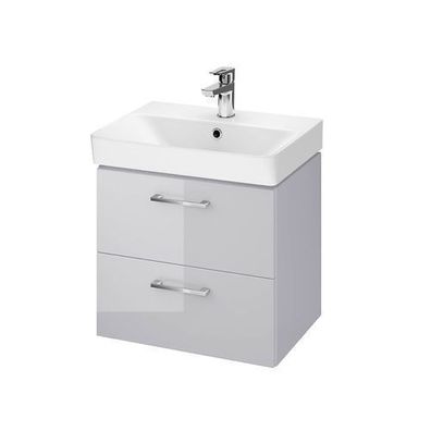 Badmöbel Set Badezimmerschrank mit Keramikwaschbecken LARA MILLE SLIM 50 Grau