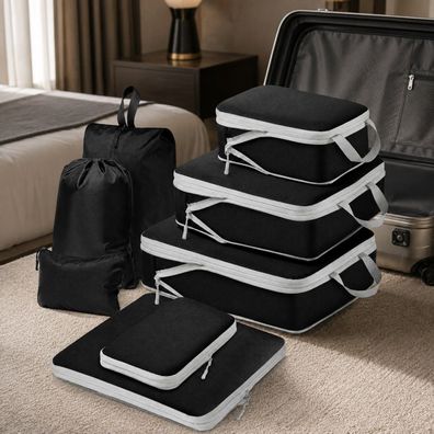 Best For Home Packwürfel 8-teilig - Koffer Organizer für Reise & Handgepäck Schwarz