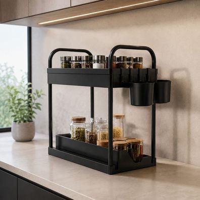 Best For Home Küchenorganizer mit 2 Etagen für Spüle und Schrank, ausziehbare Ablage