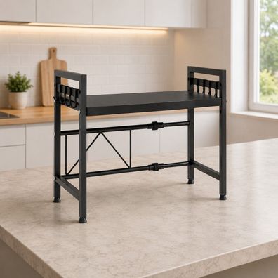 Best For Home Mikrowellenregal 2-stufig mit 8 Haken, höhenverstellbar und ausziehbar