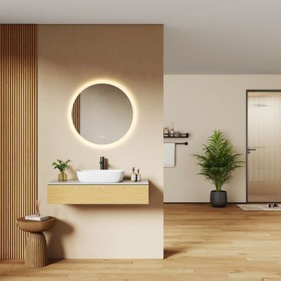 EMKE Badspiegel Rund LED Beleuchtung Touch Beschlagfrei Wandspiegel Ø50/60/70/80 cm