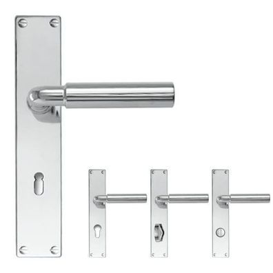 Drecoma Langschild glanzchrom Türbeschlag Drückergarnitur Bauhaus