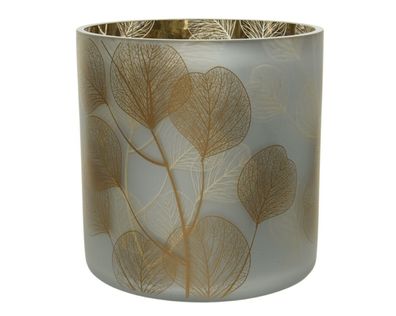 Teelichthalter Judaspfennig Glas weiß Ø 15x15cm
