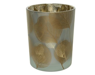 Teelichthalter Judaspfennig Glas weiß Ø 10x12cm