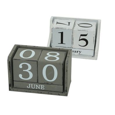Dauerkalender Würfel Holz grau/weiss L.17 cm B.11cm H.9 cm Stückpreis