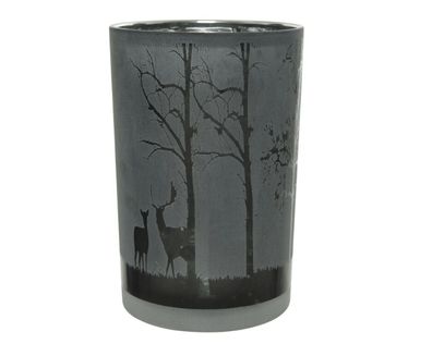 Kerzenhalter Teelichthalter Kerzenständer Hirsch schwarz Ø 10x12 cm