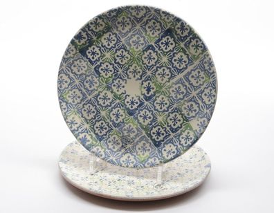 Teller Terracotta Dekoteller Obstteller blau grün Setpreis