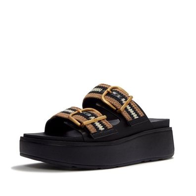 FitFlop Damen Sandalen Gen-FF Max Buckle Stripe-Webbing Two-Bar Slides A3E
