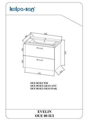 Kolpa EVELIN Schrank mit Waschbecken OUE 80 II/2 WH