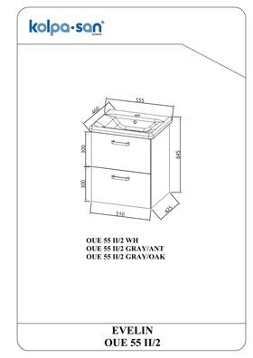 Kolpa EVELIN Schrank mit Waschbecken OUE 55 II/2 GRAY/ANT