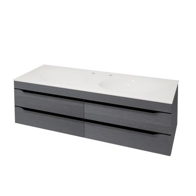 Kolpa MALAYA Schrank mit Doppelwaschbecken OUM 140 DARK GRAY